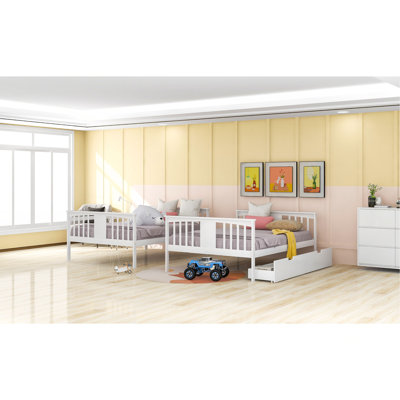 Full Over Full Bunk Bed With Drawers And Ladder For Bedroom, Guest Room Furniture