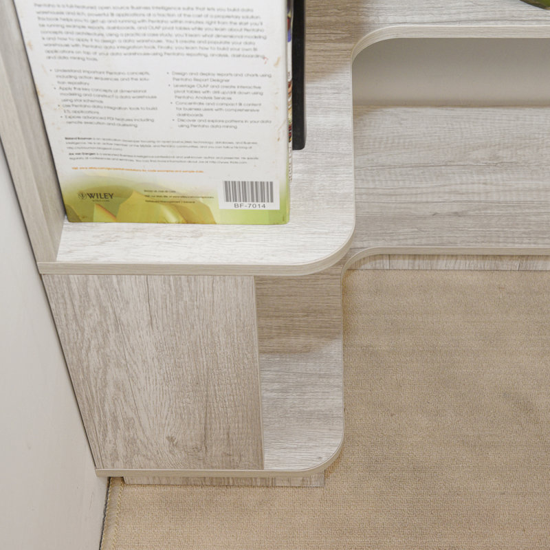 Bibliothèque en forme de L peu encombrante, bois aggloméré, design moderne pour le bureau à domicile