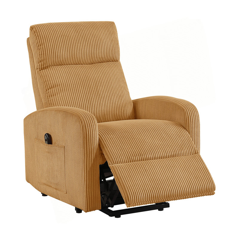Contemporary Power Lift Chair Recliner 1Pc Corduroy Upholstery Comfort Side Pocket Plywood Living Room Furniture