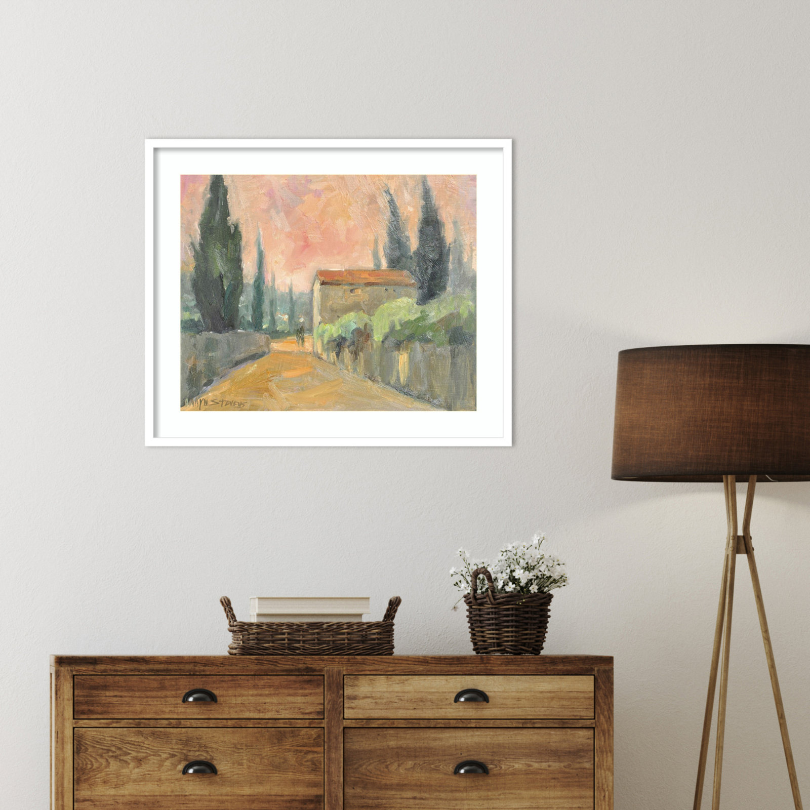 Tuscan Farmhouse Print, White, 28" H x 33" W