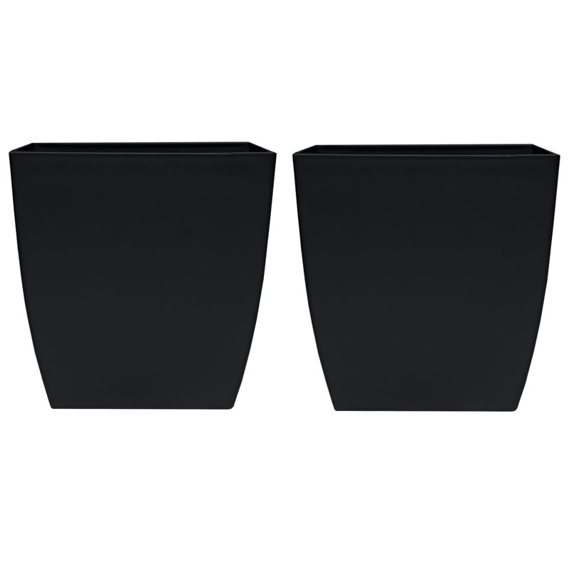 Aria Square Self Watering Planter, Black, 10.07" H x 10" W x 10" D