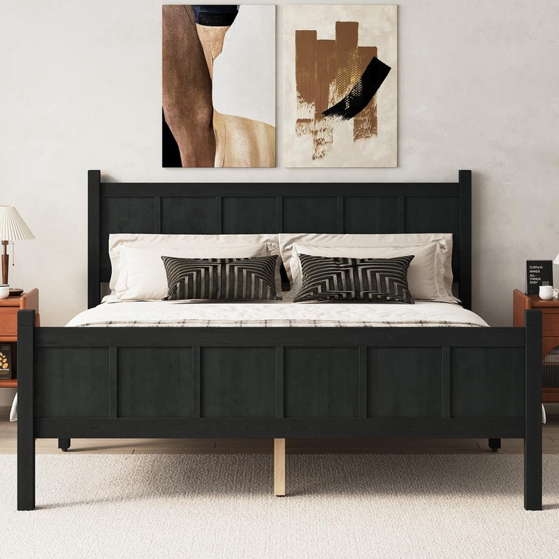 Grand lit plateforme moderne, Noir