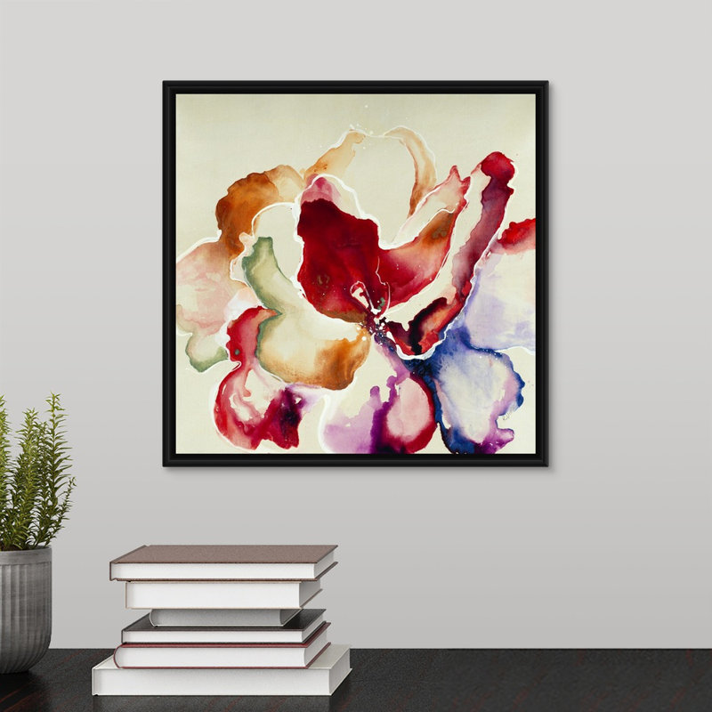 « hyperchromic iii », peinture sur toile, H 13,7 po x l 13,7 po x p 1,75 po, Cadre flottant noir