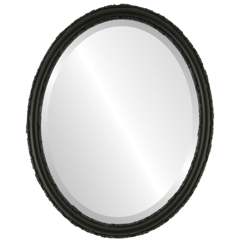Schlater Wood Flat Wall Mirror, 17" H x 13" W, Matte Black