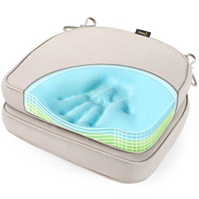 Coussins de chaise en mousse viscoélastique gélifiée pour l'intérieur et l'extérieur Sunpo 17 po x 16 po avec attaches