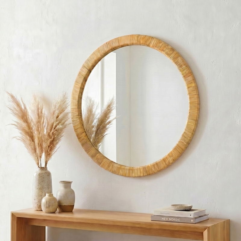 Miroir d'appoint mural rond Nirvelli, 35.8" H x 35.8" W, Rond