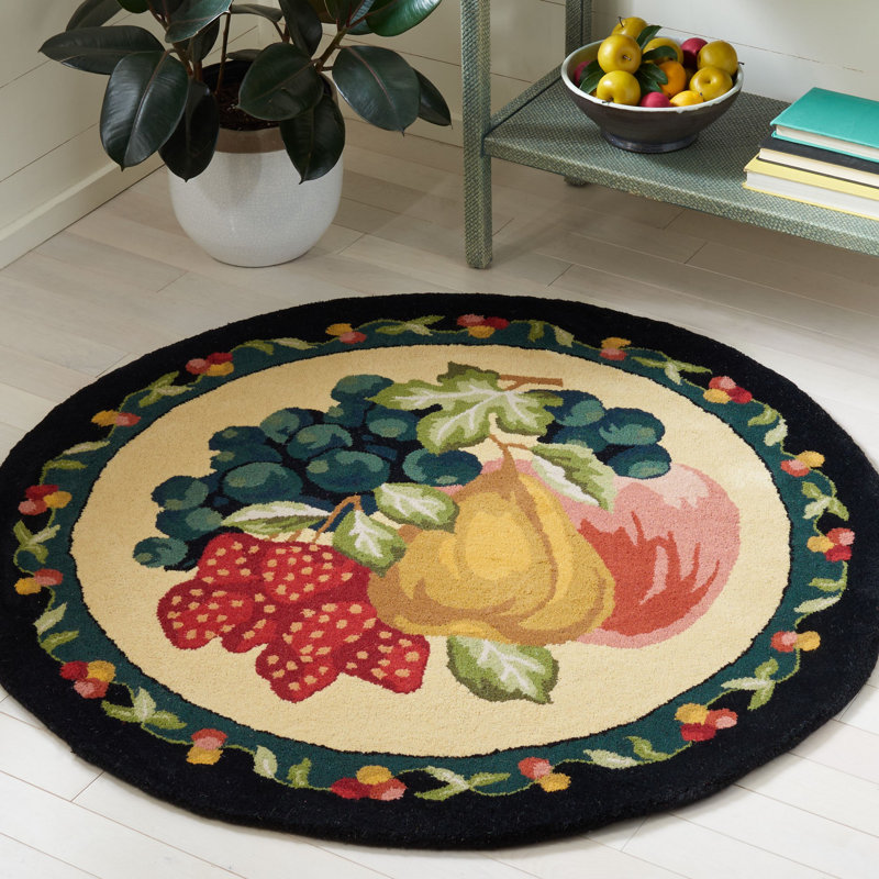 Novelty Hand Tufted Wool Floral Rug, Round 4'
