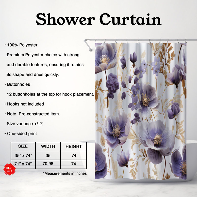 Violet Blush - Premium Shower Curtain, 74"H x 71"W