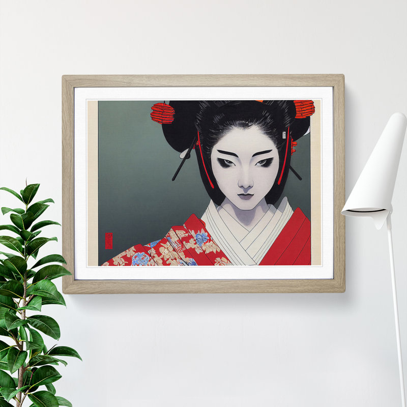 Spellbinding Geisha - Framed Print, 46cm H x 64cm W, Oak Frame