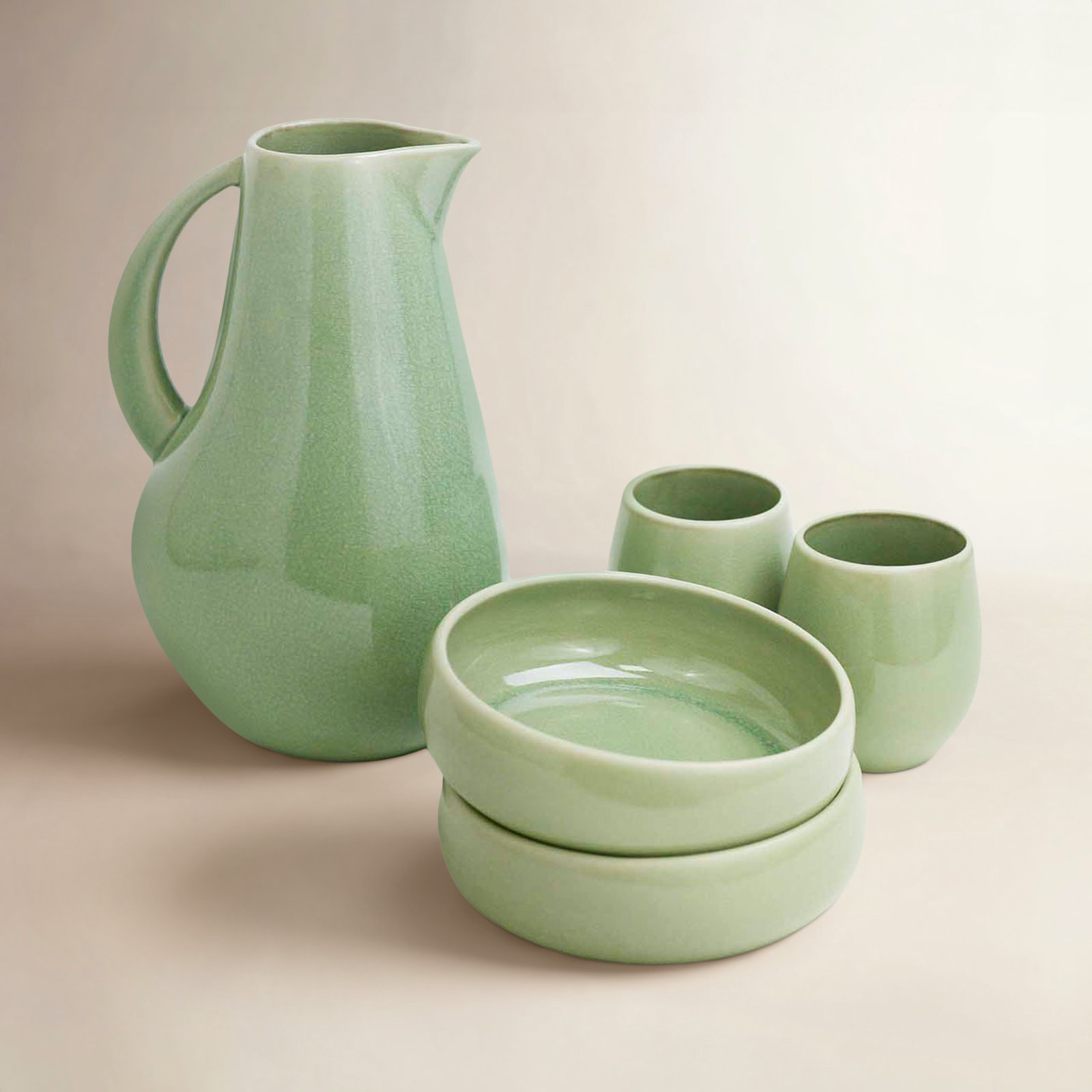 Borgen 5-Piece Stoneware Serving Set, Sage