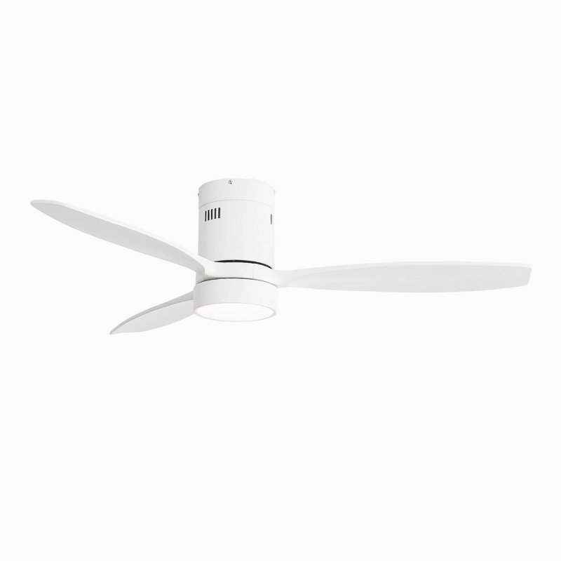 Ventilateur de plafond encastré en bois massif de 52 pouces avec moteur à courant continu réversible à télécommande 6 vitesses pour la maison
