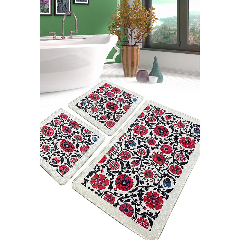 Ensemble de tapis de bain luxueux (3 pièces), en polyester doux, 23,6 po x 39,4 po (1 pièce) et 19,7 po x 23,6 po (2 pièces) | Antibactérien, antidérapant, 20,5 oz / pied carré | Lavable à la machine et durable, parfait pour les salles de bain élégantes