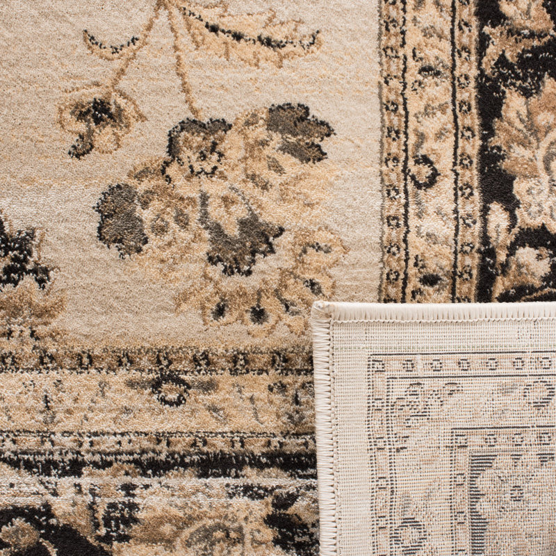 Tapis oriental ivoire / brun Mainville, Rectangle 5 pi 1 po x 7 pi 7 po