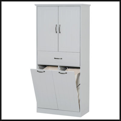 Armoire de rangement pour salle de bain avec deux paniers à linge