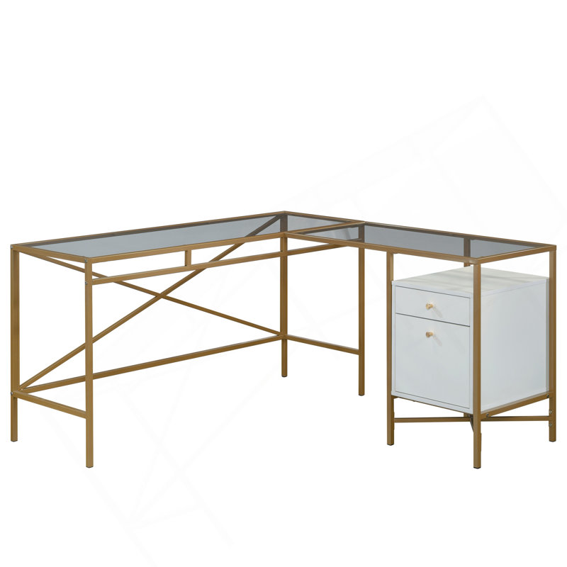 Bureau en L, finition blanche