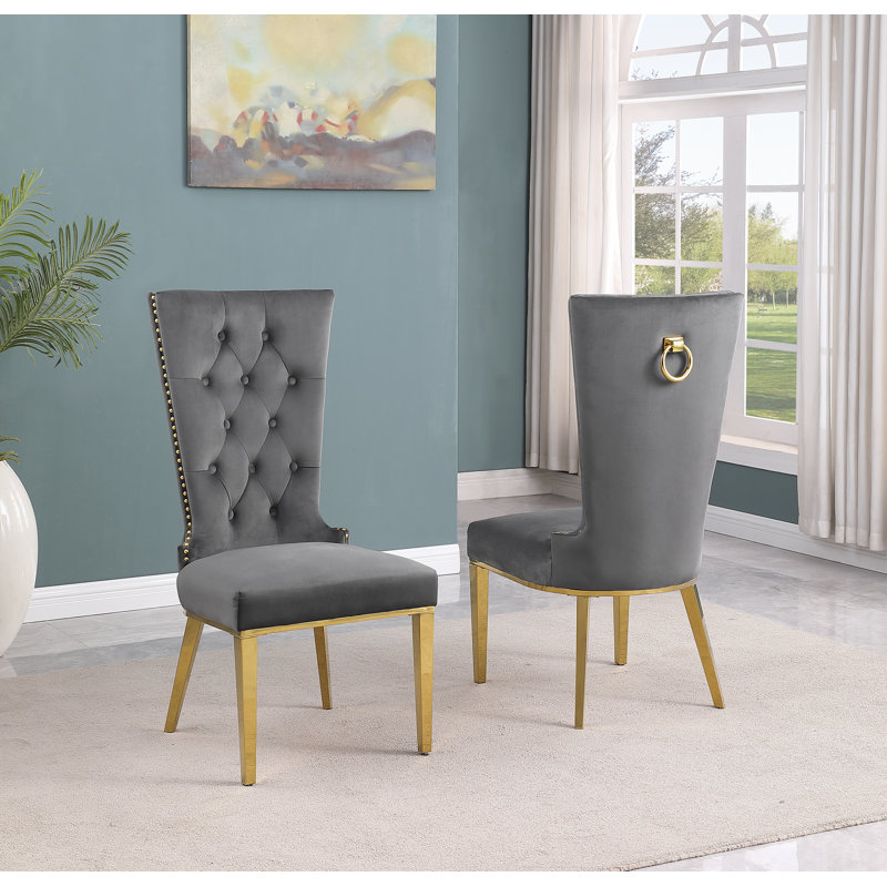 Chaise d'appoint Princeton, Gris foncé, Or