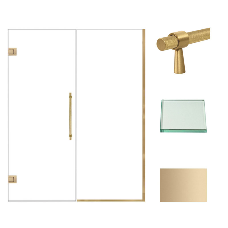 Elizabeth 60" x 76" Frameless Shower Door with Clear Glass and Bronze Finish