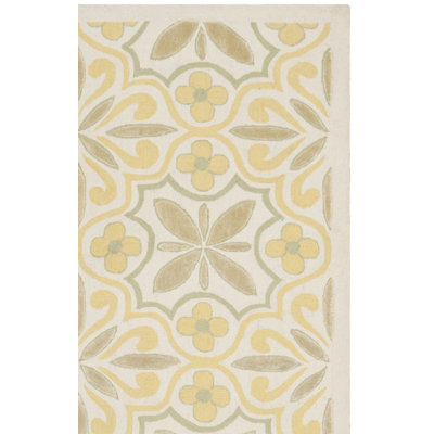 Tapis floral jaune / beige