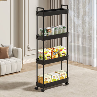 Chariot de rangement mince et roulant, organisateur de rangement pour salle de bain à 4 niveaux, chariot mobile, étagère polyvalente pour la cuisine