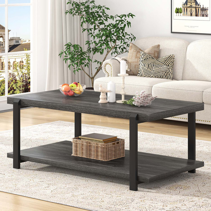  Table basse industrielle avec rangement Hulstein, gris foncé, Gris foncé