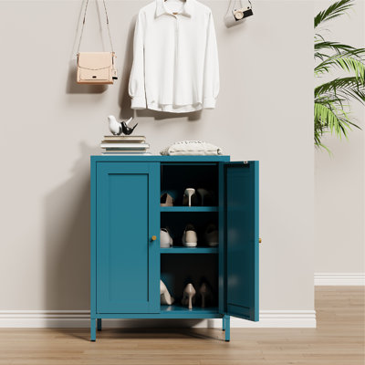 Armoire d'appoint en métal 31,5 po de hauteur avec 2 portes et 2 tablettes réglables