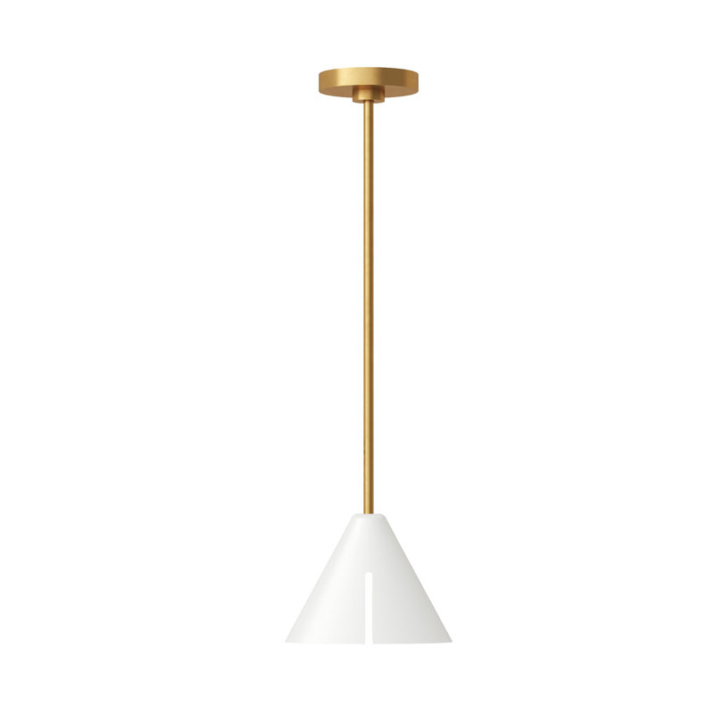 1 - Light LED Cone Pendant, 7.38" H x 4.25" W x 4.25" D, Matte White