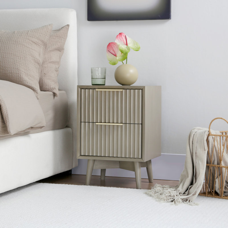 38cm W Manufactured Wood Bedside Table, Grey