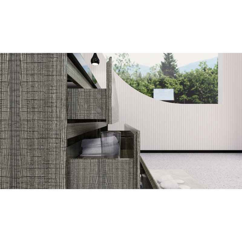 Base de meuble-lavabo simple 60 po autoportant 60 po seulement, Gris cendre ultrabrillant