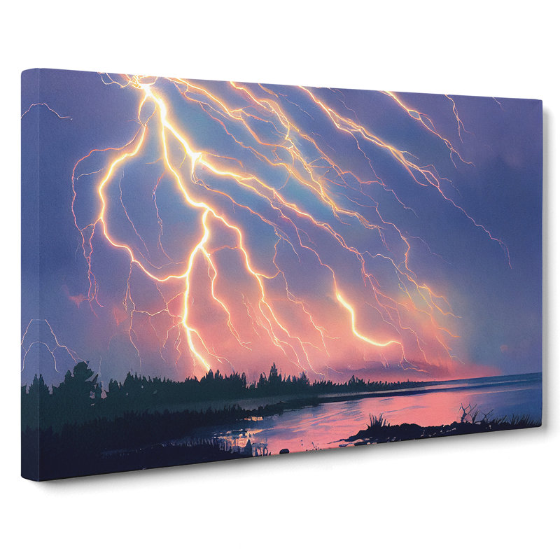 Hypnotic Lightning Storm - Wrapped Canvas Print, 35cm H x 50cm W x 3cm D