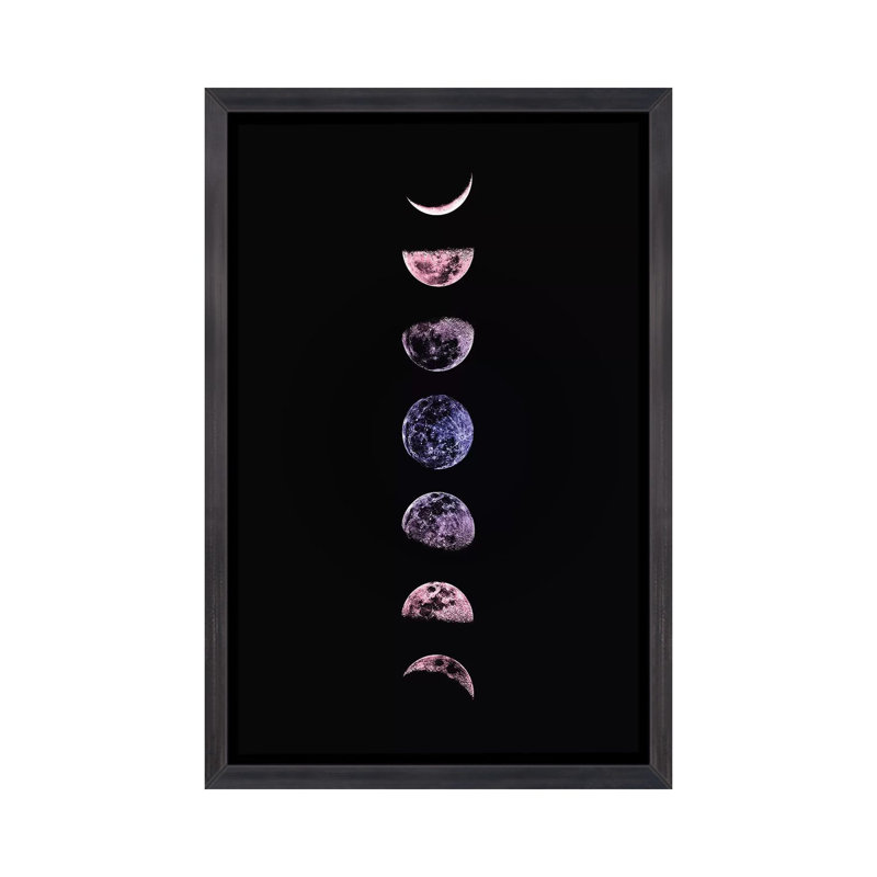 «Moon Phases» par Emanuela Carratoni, impression, H 40 po x l 26 po x P 1,5 po, Toile avec cadre noir patiné