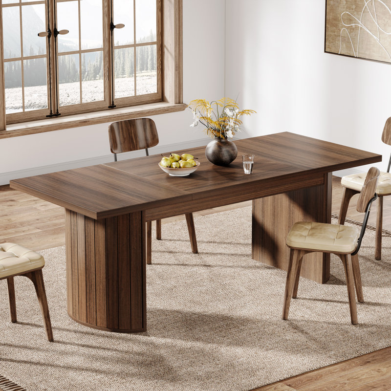 78.74" Walnut Brown Reclaimed Wood Farmhouse Dining Table