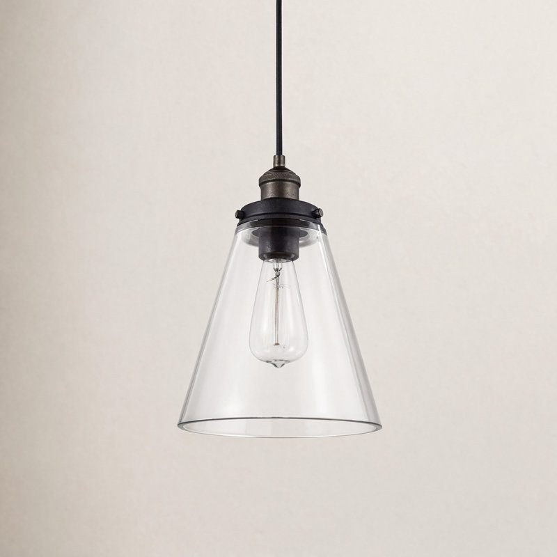 Baskin 1 - Light Pendant, Painted Aged Brass/Dark Weathered Zinc, 11.62" H x 8.5" W x 8.5" D