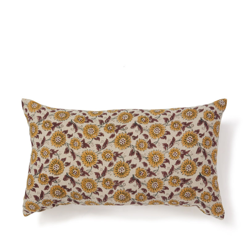 Housse et insert de coussin rectangulaire lombaire en lin Field of Flowers