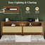 Structure de lit moderne en rotin avec rangement pour tête de lit et ports de chargement USB-459284418-459284445