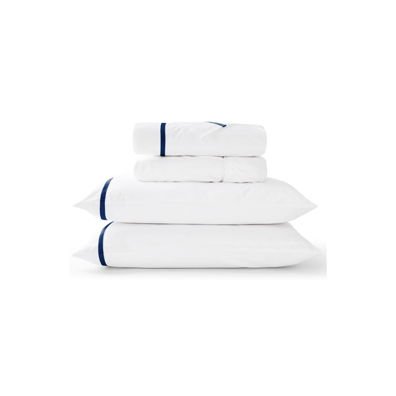 Beaumont Sheet Set, White/Navy, King Sheet Set