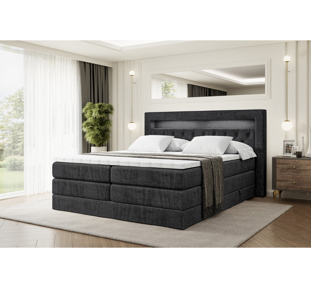 Boxspringbett mit bettkasten und Topper