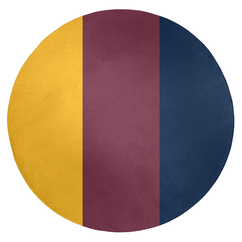 Tapis à rayures or/vin/bleu marine, Rond 5 pi
