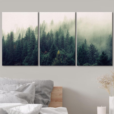 Landscape with Trees in Mist - 3 Piece Canvas Photograph Print Set