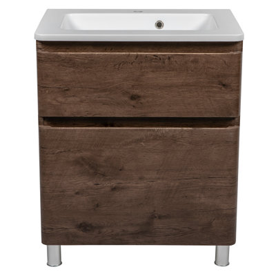 Meuble-lavabo simple autoportant de 23,4 po avec plateau en céramique et miroir Kaiston