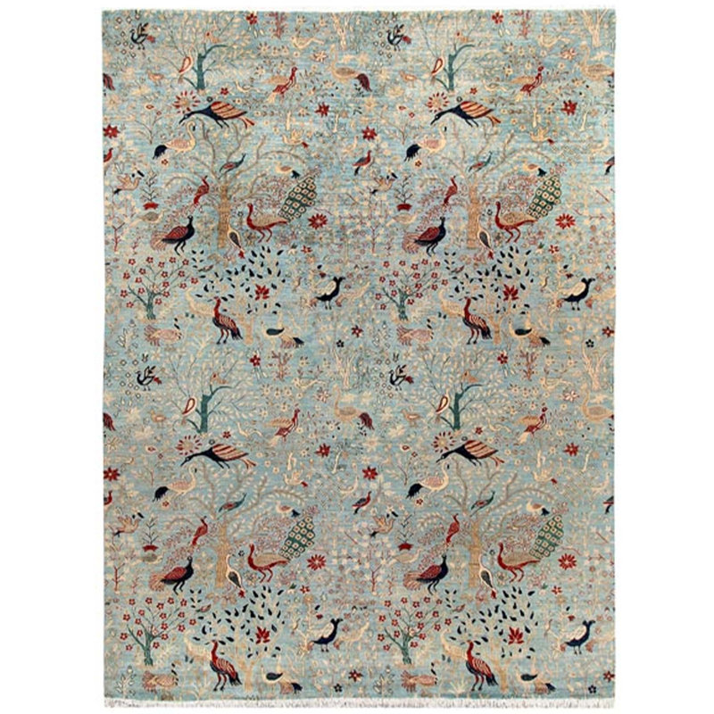 Tapis bleu pâle en laine noué à la main Aryana