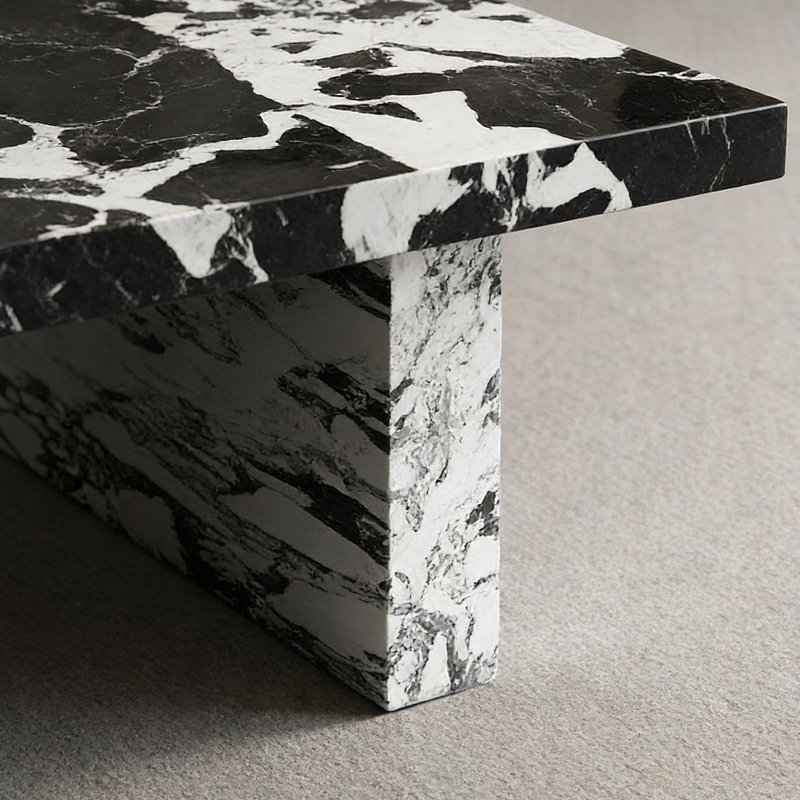 Table basse Modern Modern, Blanc/Noir, H 13,77 po x L 51,18 po x l 27,55 po