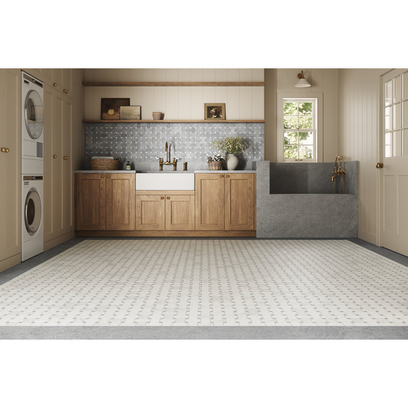 Jumbo Basketweave 12" x 12" Matte Marble Mosaic Floor and Wall Tile , Beige