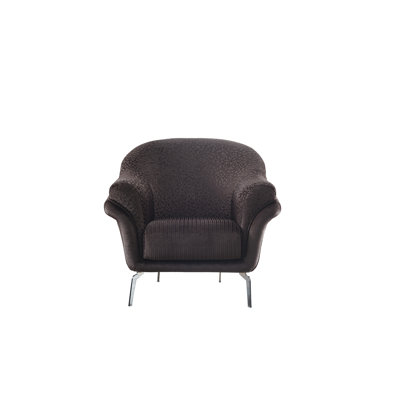 Bergen Modern Glam Accent Chair With Curved Back & Metallic Legs