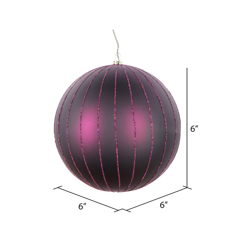 Ornement boule mat scintillante, H 6 po x l 6 po x P 6 po, Prune