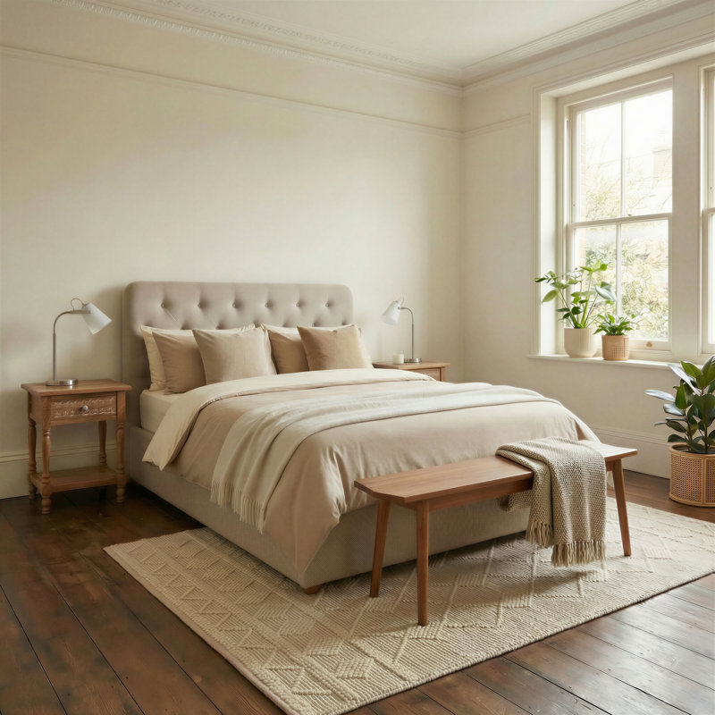 Haiden Upholstered Ottoman Storage Bed, Beige Fabric, Double