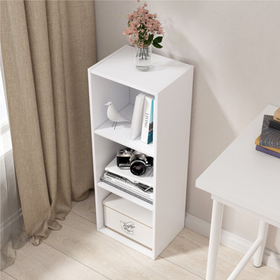 31.5 In. Tall White Wood 3-Shelf Etagere Bookcase