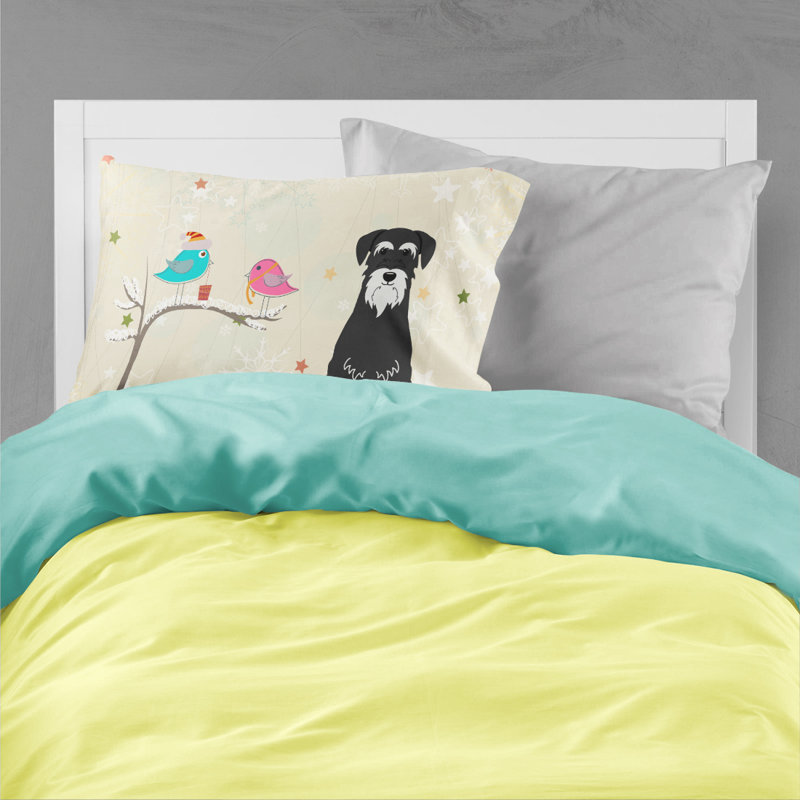  Taie d'oreiller cadeaux de Noël entre amis, Schnauzer debout