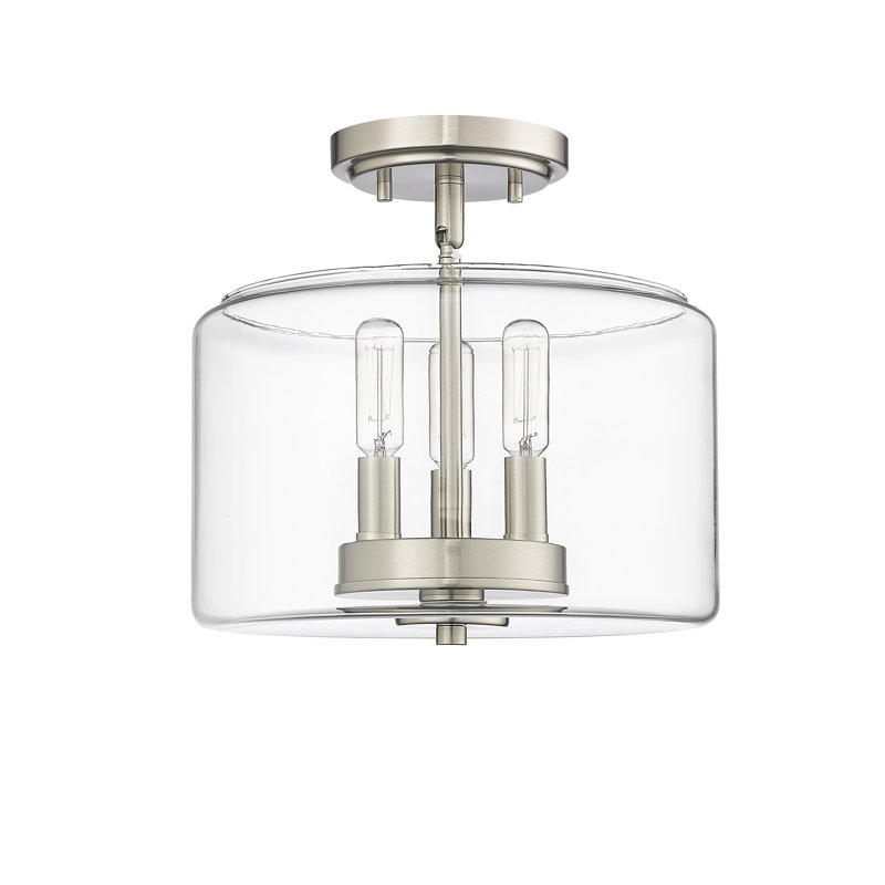 Asheville 3 - Light 10.6" Tall Flush Mount, Brushed Nickel