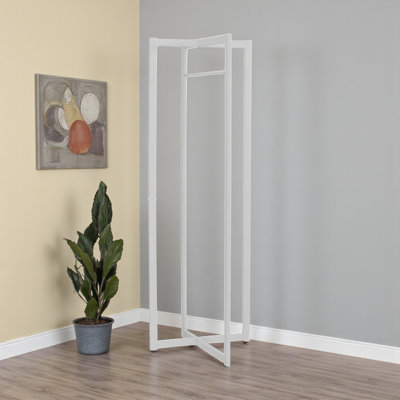 Morgan Coat Rack with Hanging Bar in White Metal Finish, 72.03" H X 25.38" W X 25.38" D