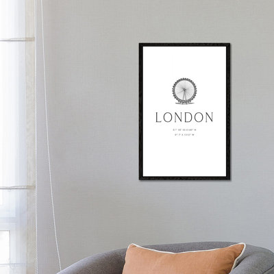 London Coordinates With London Eye Sketch by Blursbyai - Gallery-Wrapped Canvas Giclée on Canvas